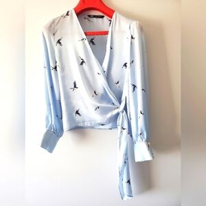 ZARA blue  bird blouse size L